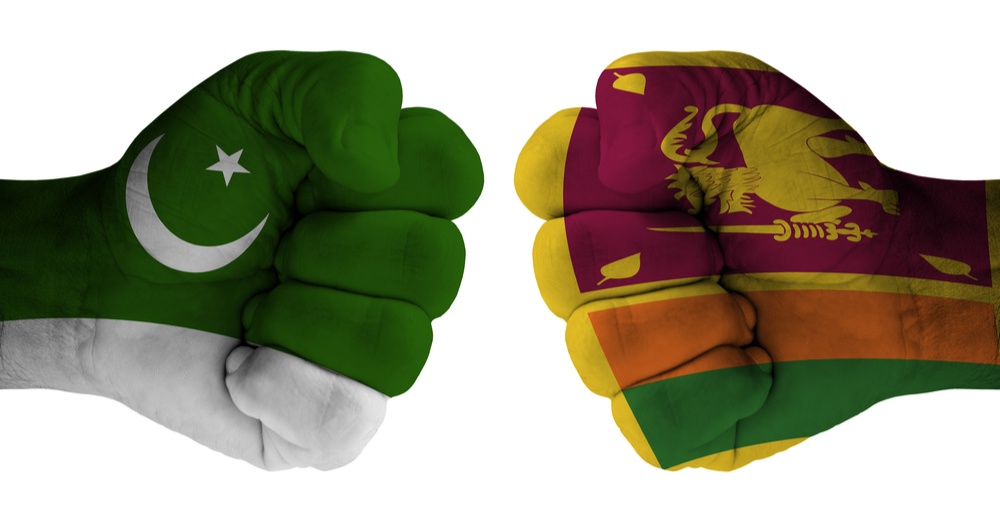 Flags on hands - Pakistan & Sri Lanka